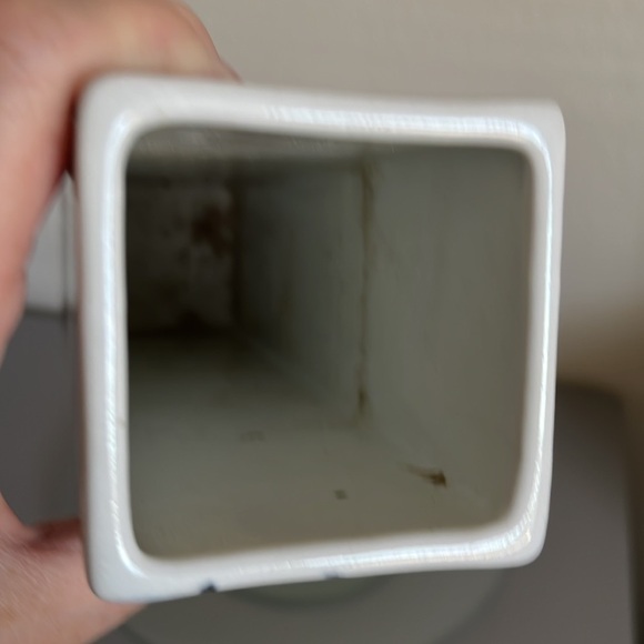 Handmade Studio Pottery Vase Blues‎ Purple Artist Signed Rectangle 10” Earthware - Picture 9 of 9